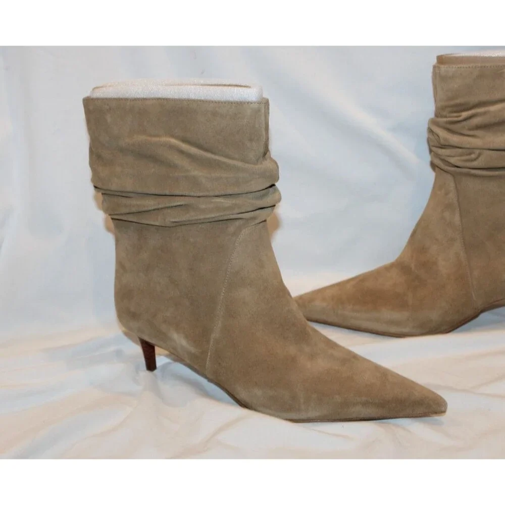 Michael Kors Dawn Women's Suede Slouch Ankle Pointed Toe Bootie sz 11 Husk NIB